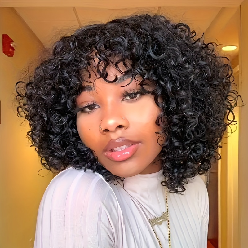 Deep Curly Wave Side Part Short Bob Pixie Cut Brazilian Remy - Temu