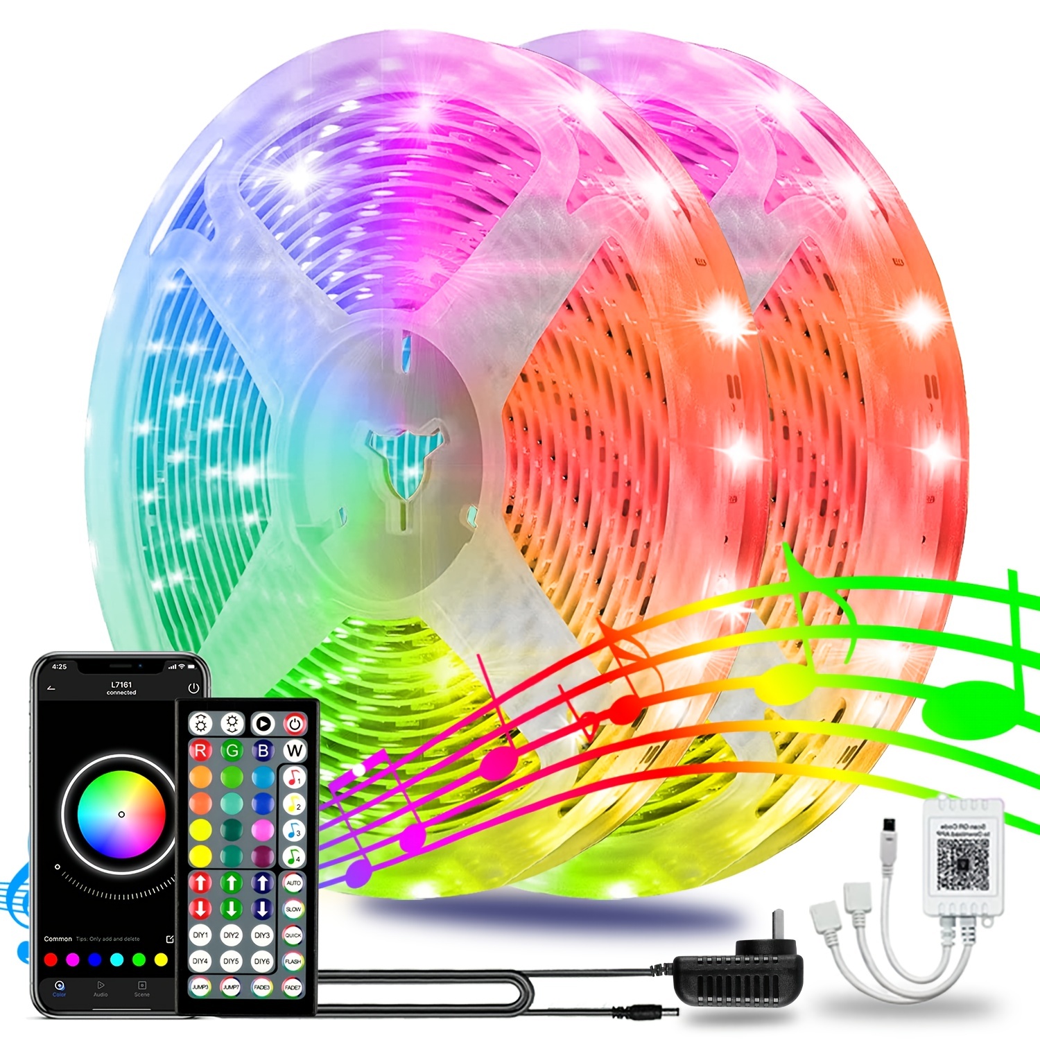 100ft Led Strip Lights with Smart App Control & RGB Music Sync Color Changing
