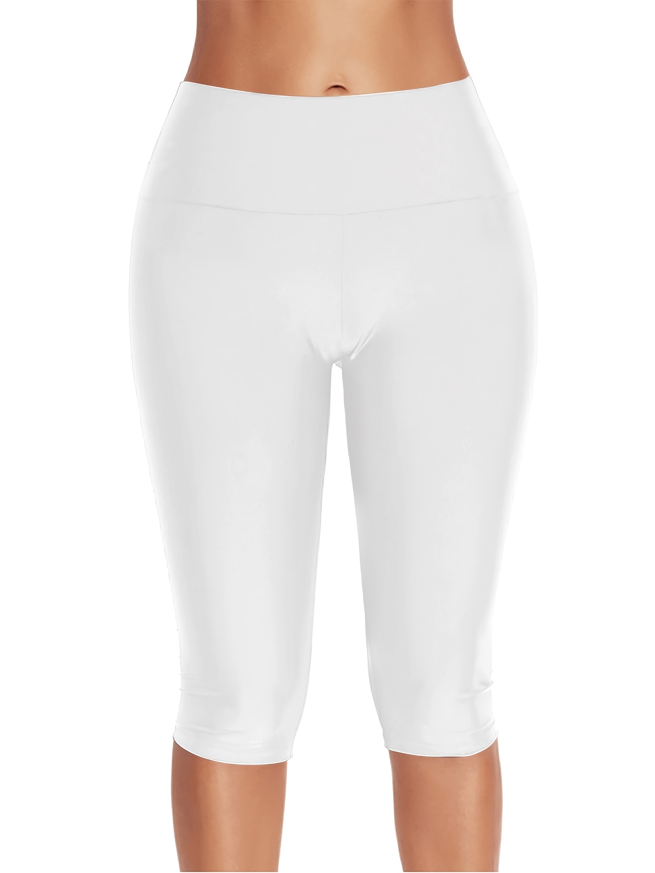 Women's Solid Color Sports Capri Leggings Summer Sports - Temu