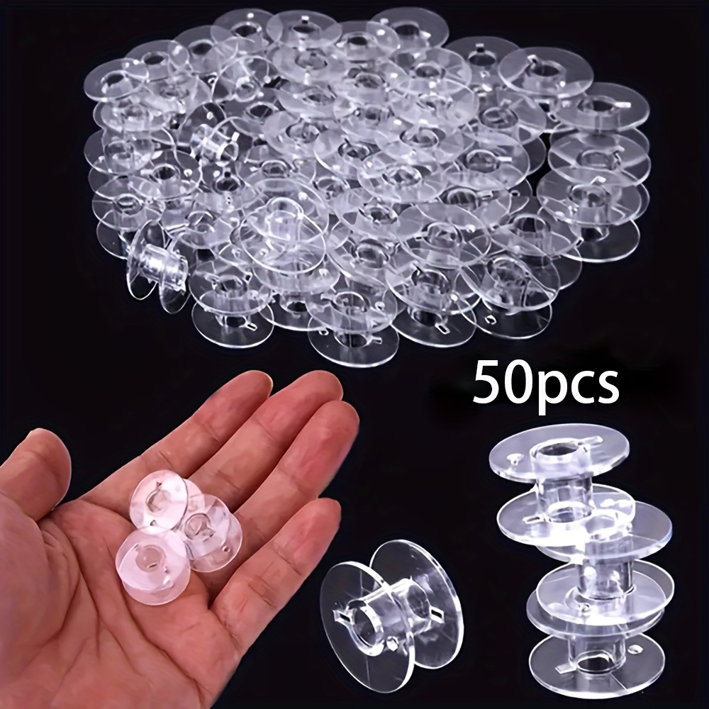 10-50pcs Color Transparent Sewing Bobbins Spool Plastic Empty