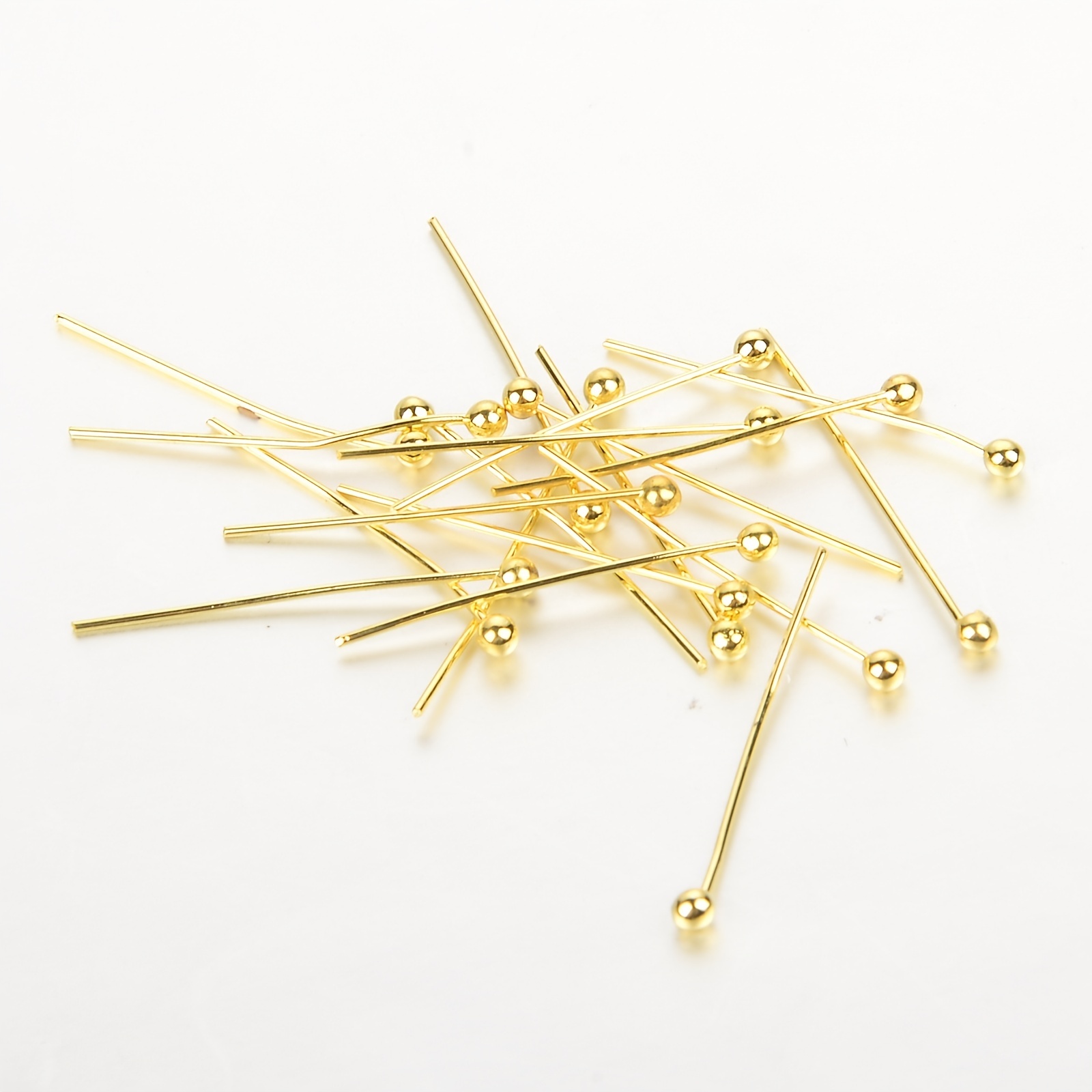 200pcs Gold Ball Head Pins 30mm Wire Head Pins 24 Gauge Brass Head Pins for DIY Craft Jewelry Making, Silver