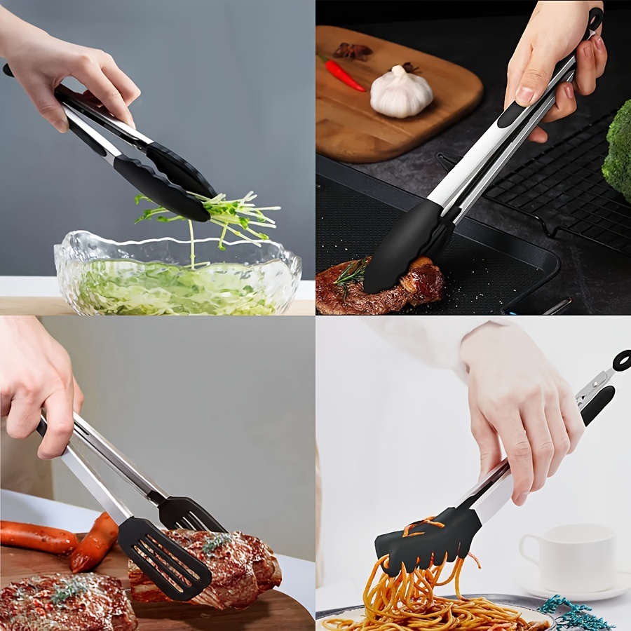 Silicone Cooking Tongs BBQ Steak Salad Serving Tongs Non stick Kitchen Tools