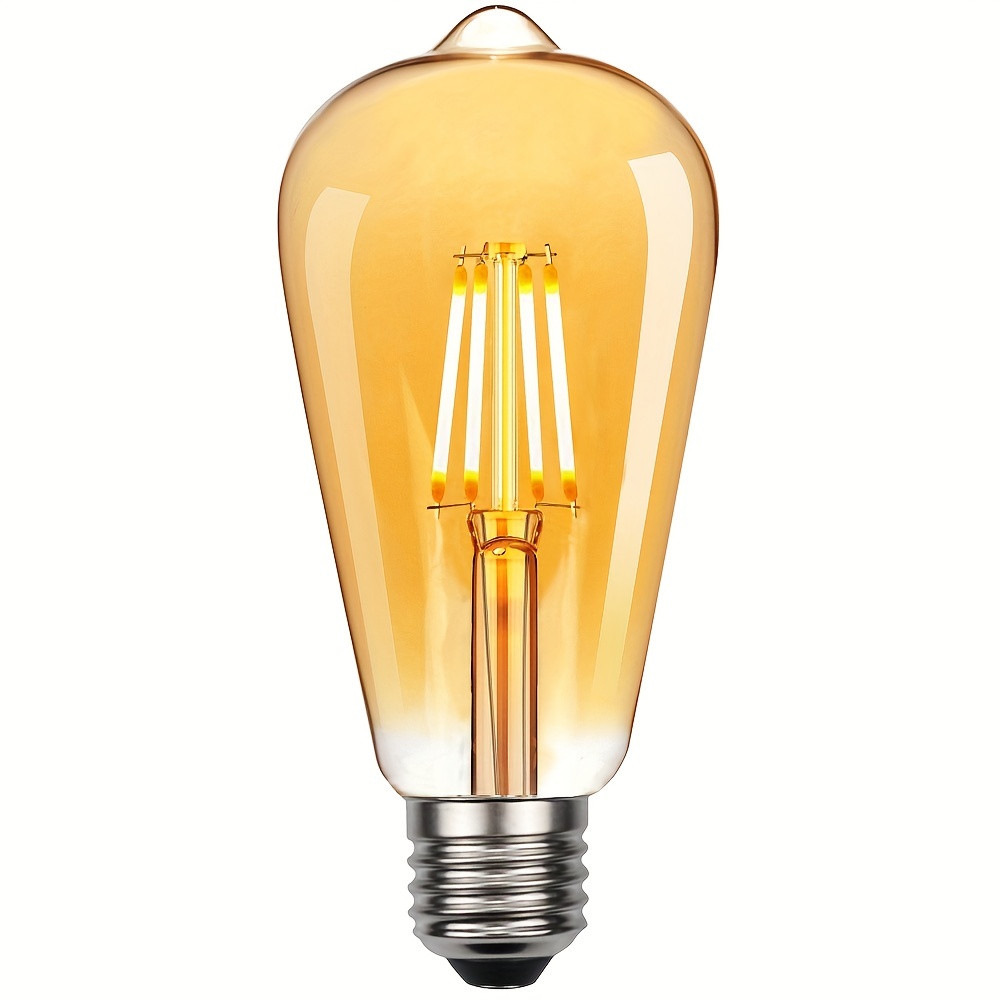 01 02 015 Lámpara de filamento, luz cálida dorada ST64 E27 bombilla LED  para cocina para hotel, sala de estar, bar para el hogar