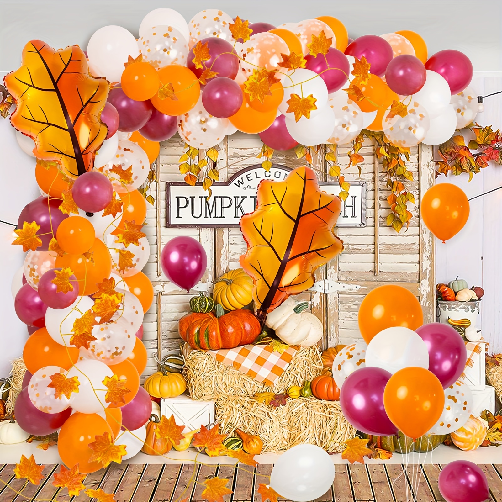 Fall Balloon Arch with LED String Lights, 132 Pieces Orange White Gold Balloon  Garland Kit for Thanksgiving Party Decoration, Foil Balloons for Baby  Shower : : Arts & Crafts