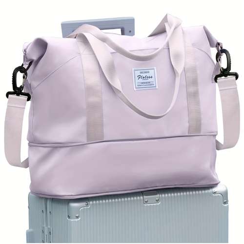 zipper duffel bag letter patch double handle travel storage bag overnight bag gym bag