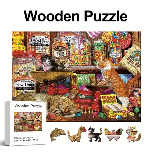 Gatto Irregolare Puzzle Di Legno Stile Semplice Disegno Decorativo Puzzle  Per Bambini Giocattoli Educativi - Temu Italy