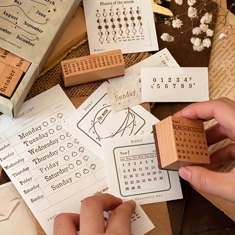 Wooden Rubber Stamp Set Pack suitable For Diy Crafts Gift - Temu