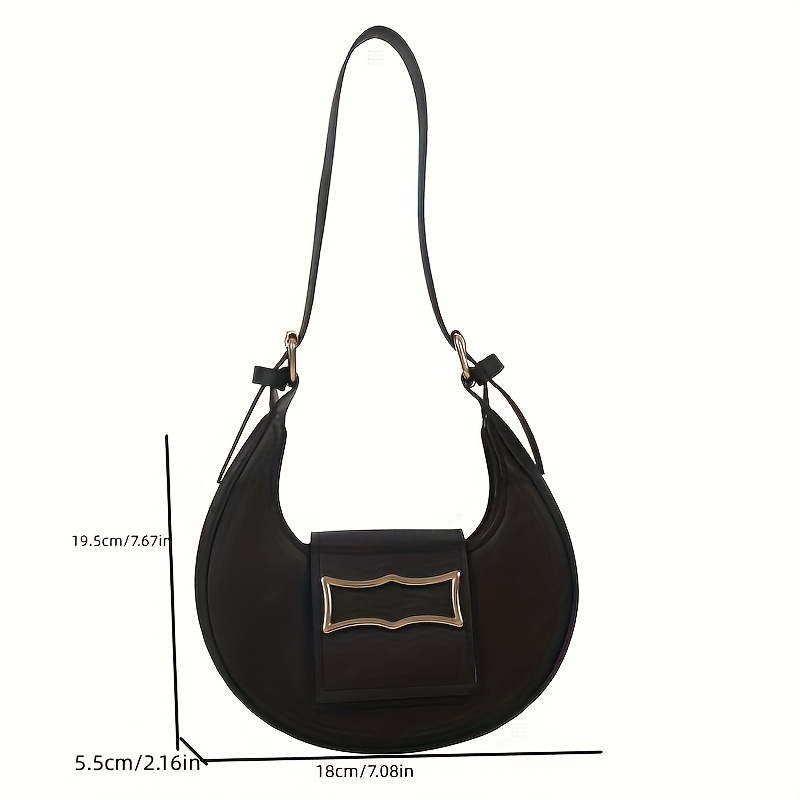 Retro Minimalist Style Women's Underarm Bag, Solid Color Shoulder Bag,  Versatile Zipper Crescent Shaped Handbag - Temu