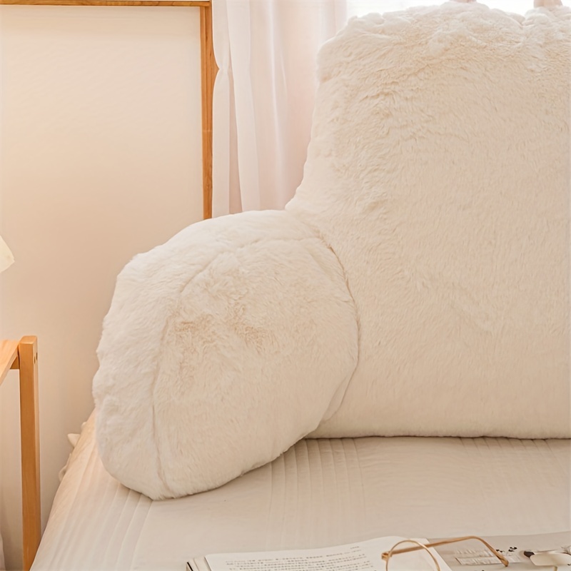 Oreiller de dossier ours de 45,7 cm avec accoudoirs, oreiller de lecture  pour lit, housse en fausse fourrure, oreiller détachable pour mari. –  HeartCasa