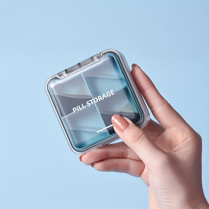 1pc 4-compartment Pill Box Travel Pill Case Portable Mini