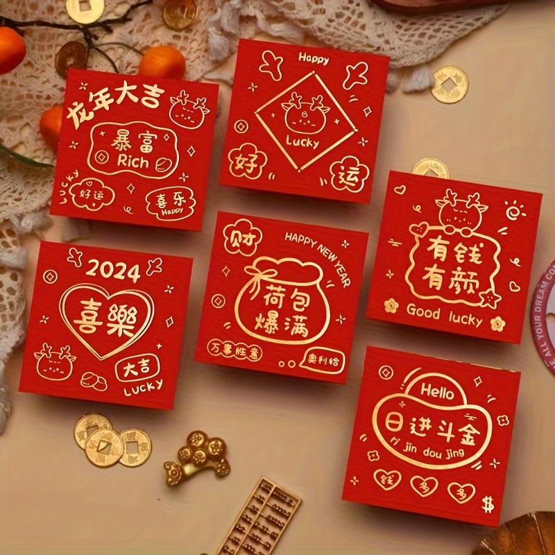 Chinese New Year Red Envelopes With Golden Dragon Design - Temu Australia