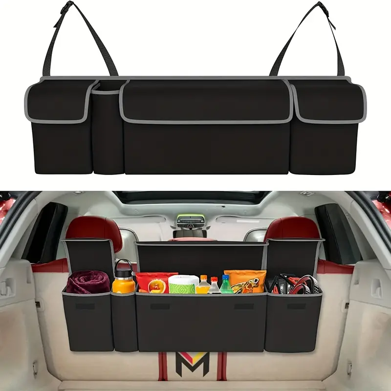 Car Trunk Organizer And Storage, Backseat Hanging Organizer For SUV, Truck,  MPV, Waterproof, Collapsible Cargo Storage Bag With 4 Pockets