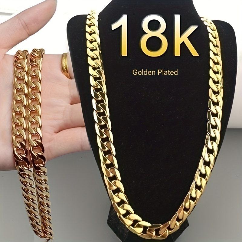 

6mm 18k Golden Plated Link Chain Golden Necklace Men's Chain Hip Hop Necklace Jewelry Chain Necklaces Jewelry