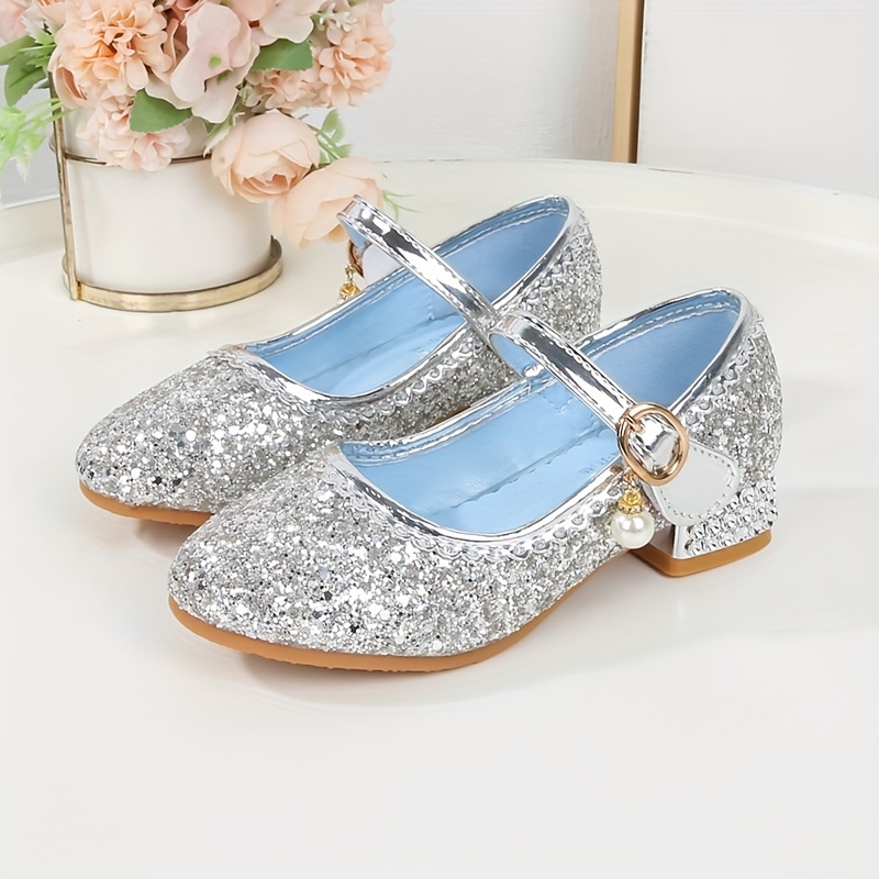 Zapatos Tacón Diamantes Imitación Niñas Zapatos Baile Vestir - Temu