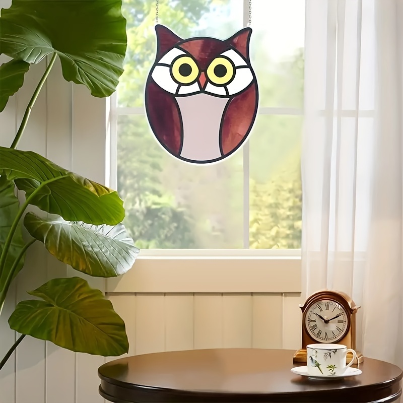 Bird Owl Stained Acrylic Pendant Decoration Stained Glass - Temu