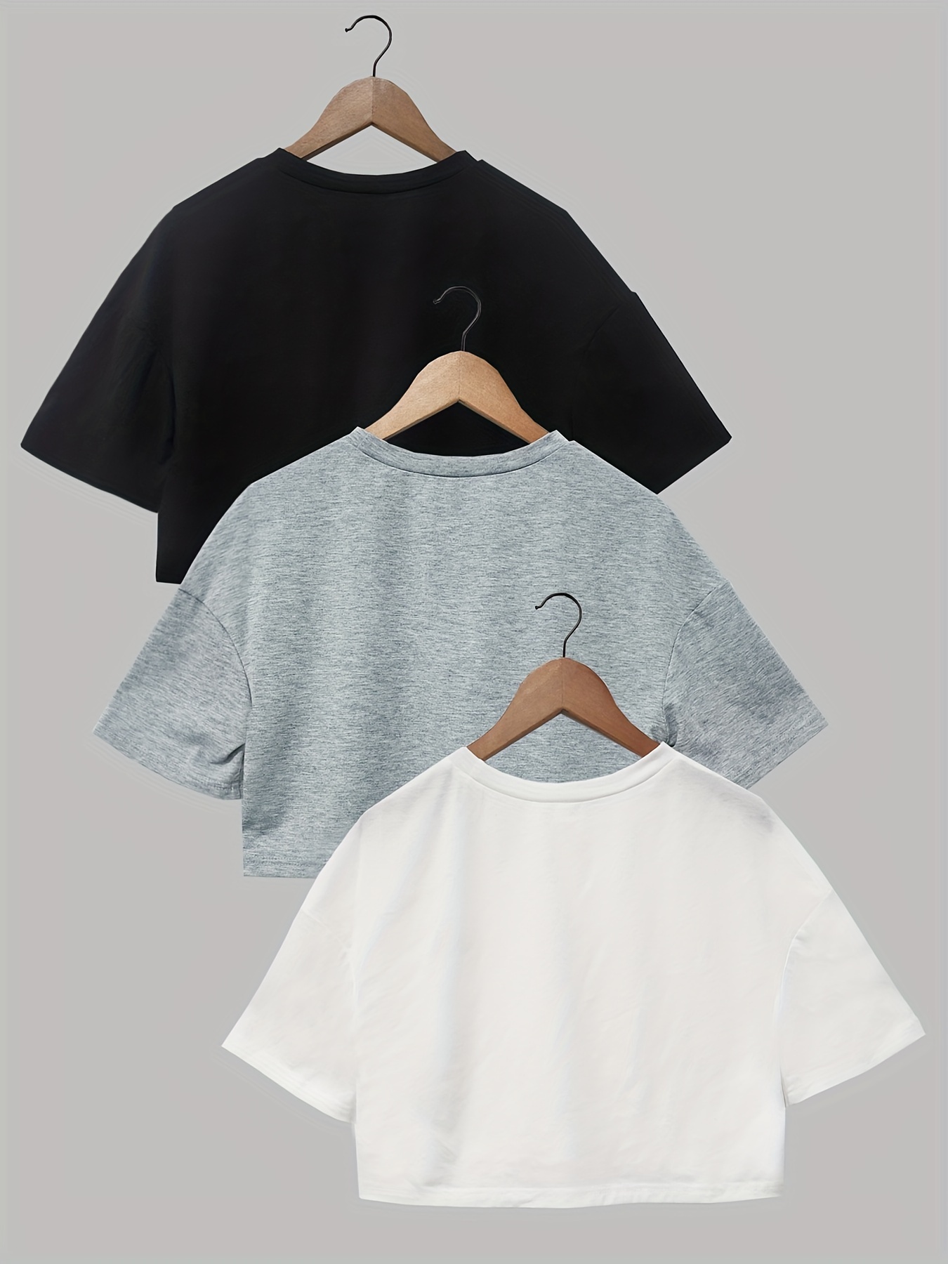 Crew Neck Crop T shirts Casual Short Sleeve Top Spring - Temu