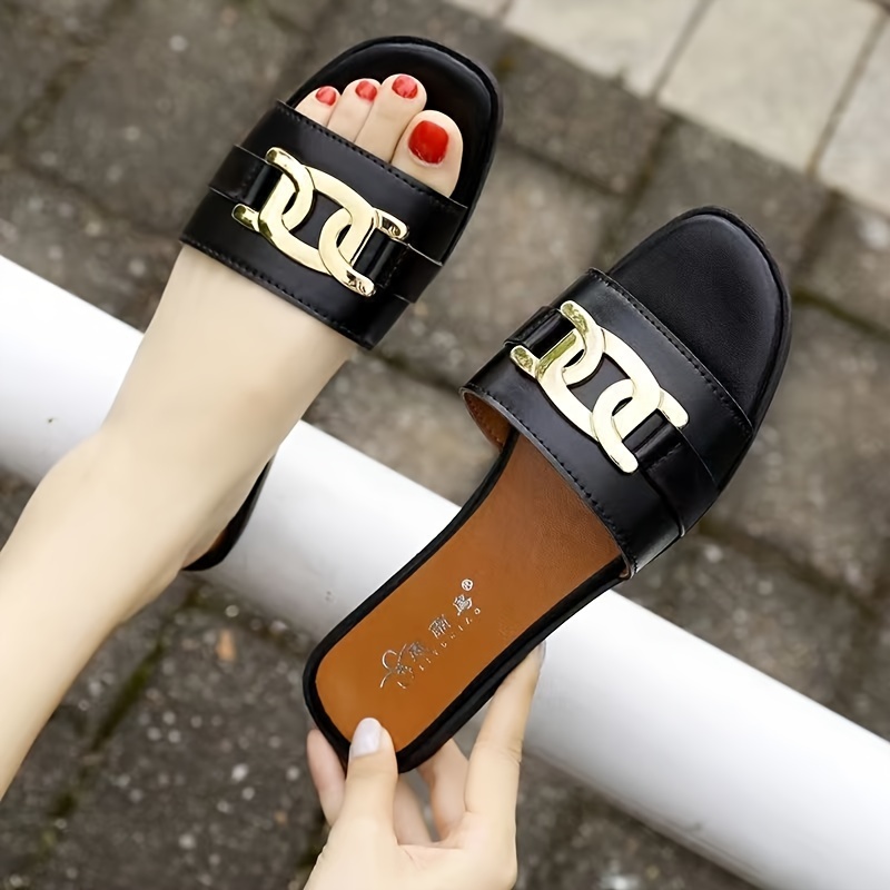 Women's Solid Color Thong Sandals Slip Buckle Decor Non slip - Temu