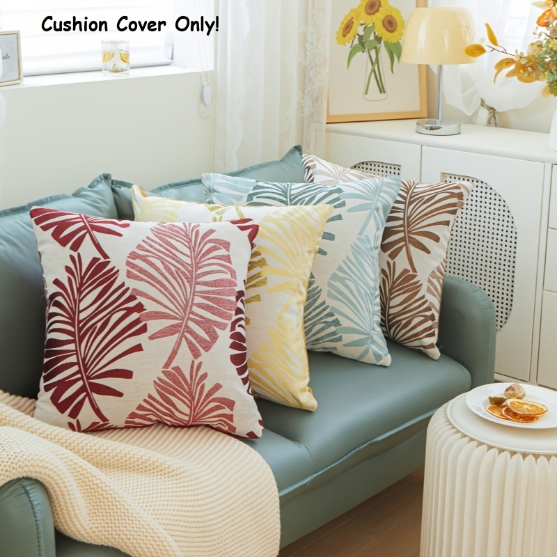 Leaf Embroidery Cushion Throw Pillow Cover Sofa Bedroom Home - Temu
