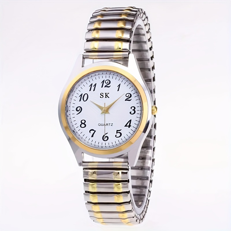 

Vintage Round Pointer Quartz Watch Classic Business Fashion Analog Elastic Band Wrist Watch For Women Ladies