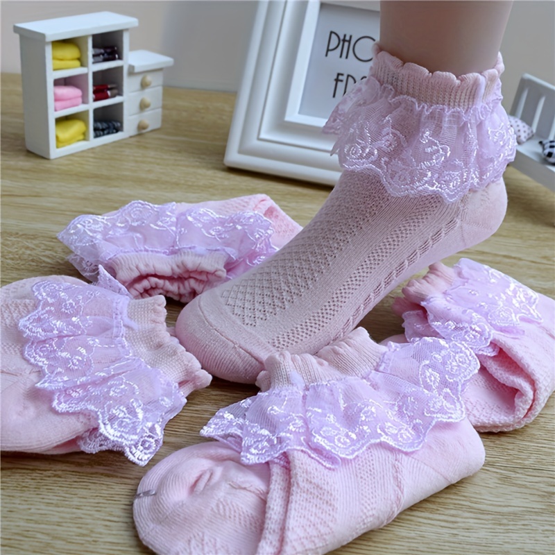 4X Baby Girls Lace Ruffle Princess Short Socks Set Kids School