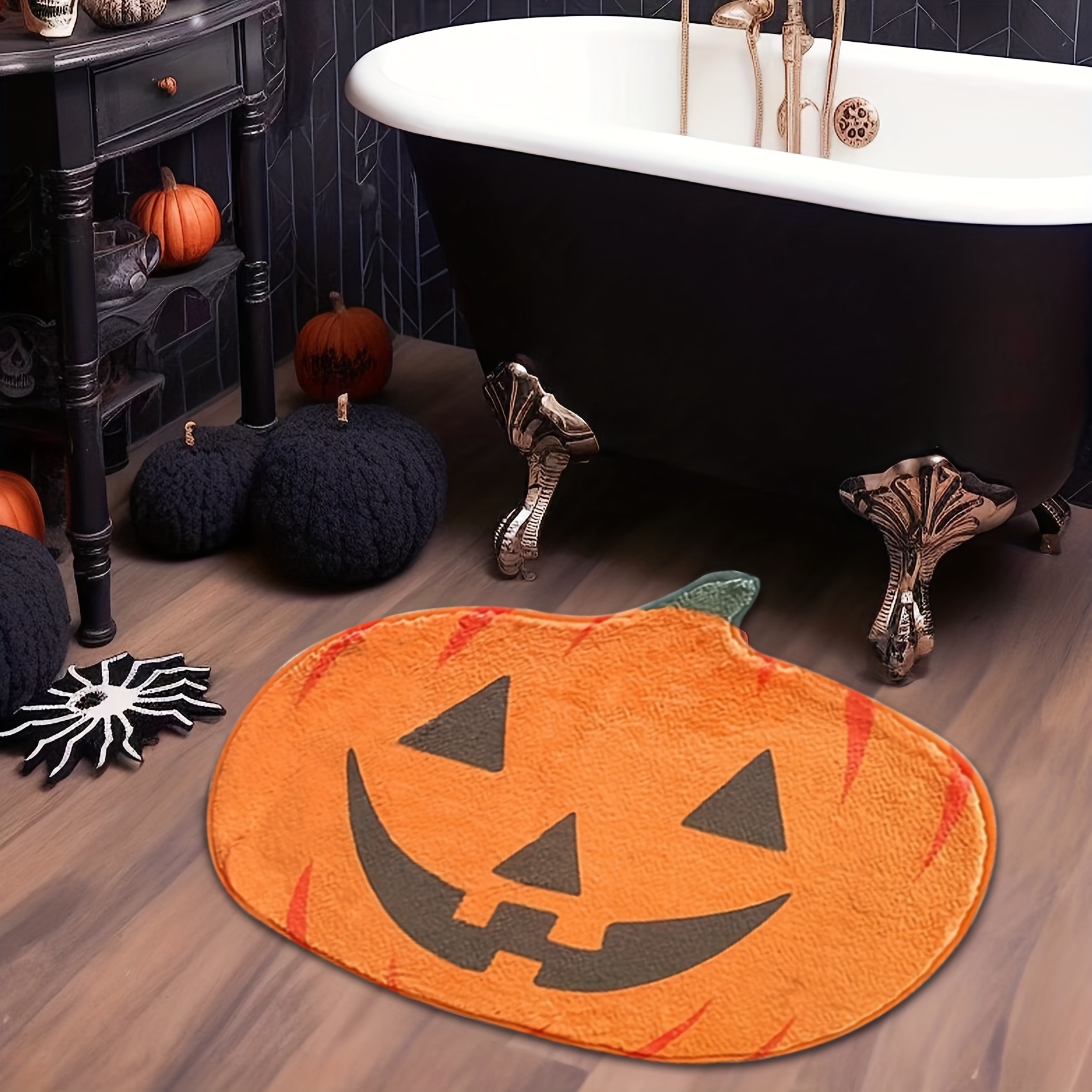 Halloween Bathroom Rug For Kids, Pumpkin Shape Cartoon Cute Bath Mat, Plush  Water Absorbent Bathtub Bathroom Doormats Non-slip Washable Toilet Rug -  Temu