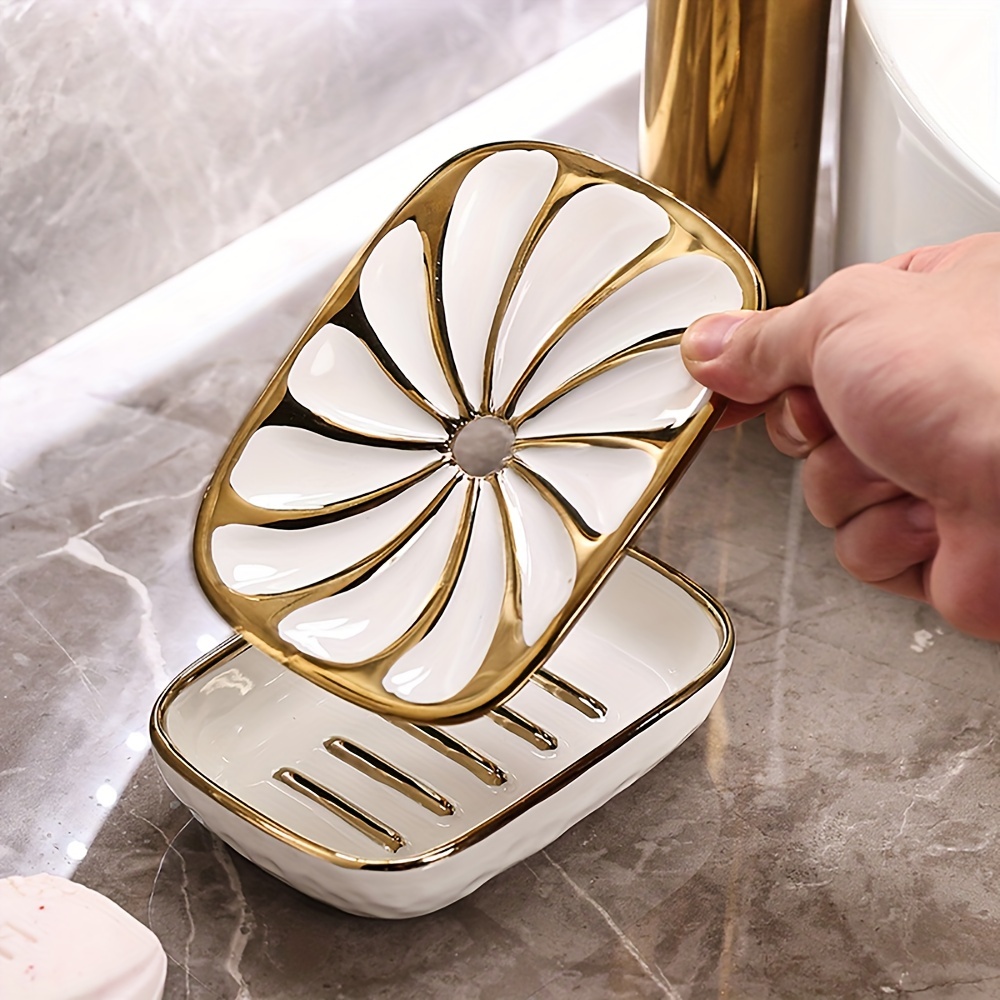 Double Layer Drain Tray Soap Dish Holder Plate Home Bathroom