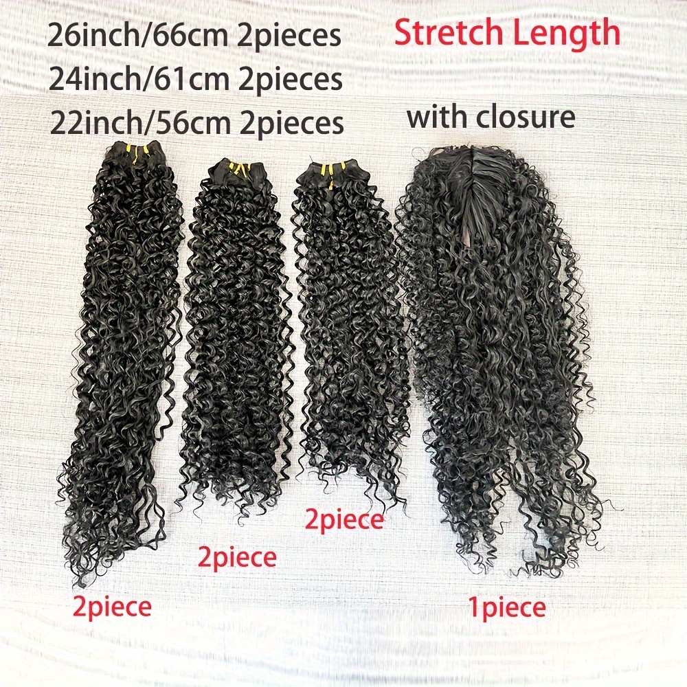 In One Package Synthetic Hair Weaving Bundles Lace Closure Temu