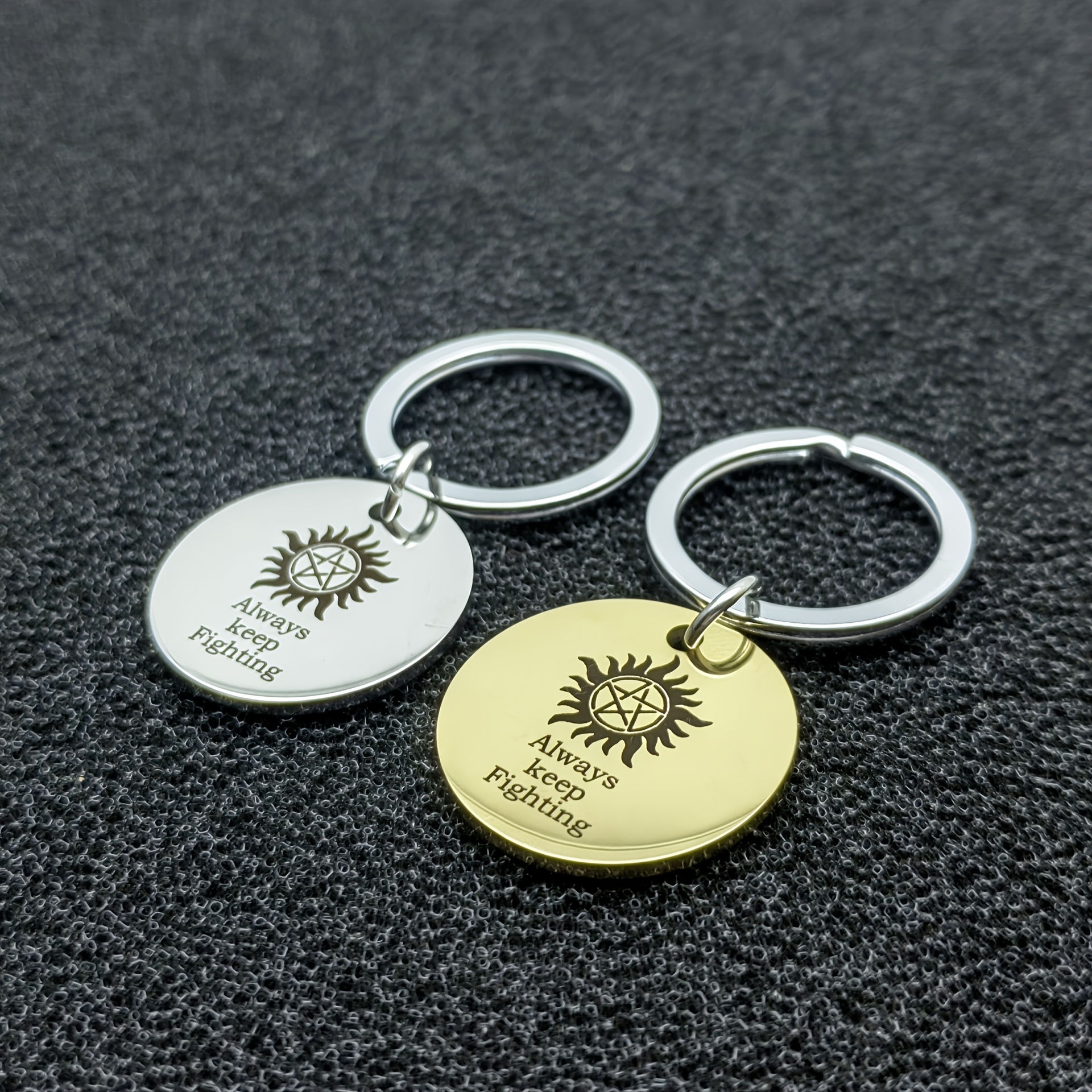 Stainless Steel Keychain For Men Creative Carving Don't - Temu