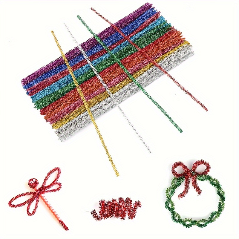 100pcs Multicolor Pipe Cleaner Christmas, Pipe Cleaners, 0.23X12 Long  Sparkle Chenilles Stems Pipe Cleaner, Christmas Craft Pipecleaners For DIY  Ar