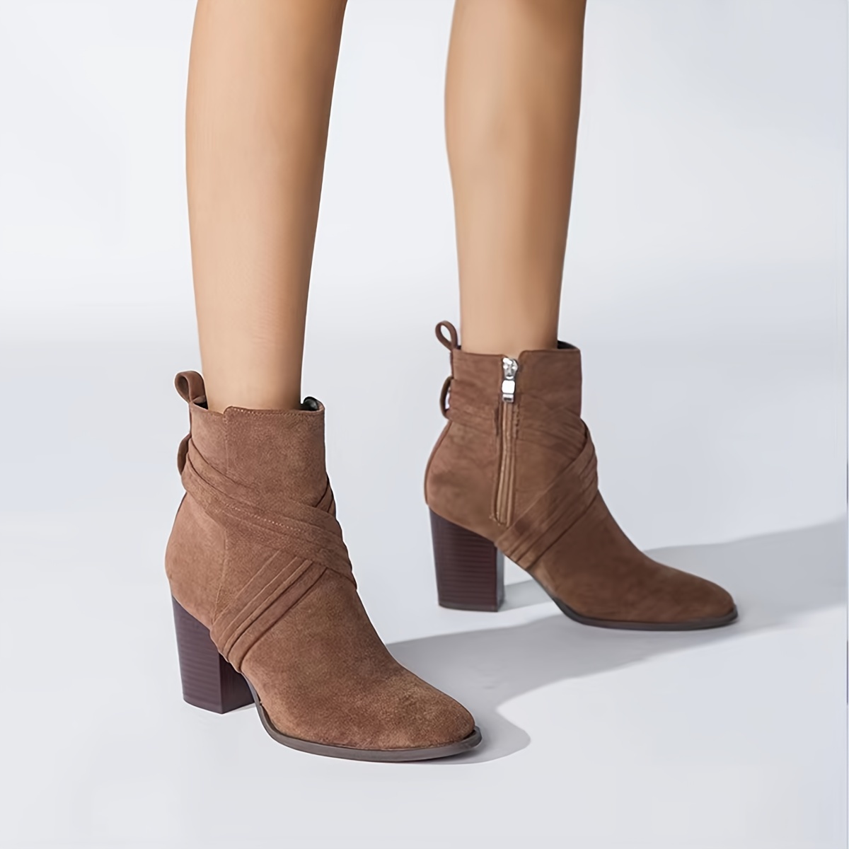 Botines Mujer Tacón Grueso Botas Gamuza Moda Otoño Invierno - Temu