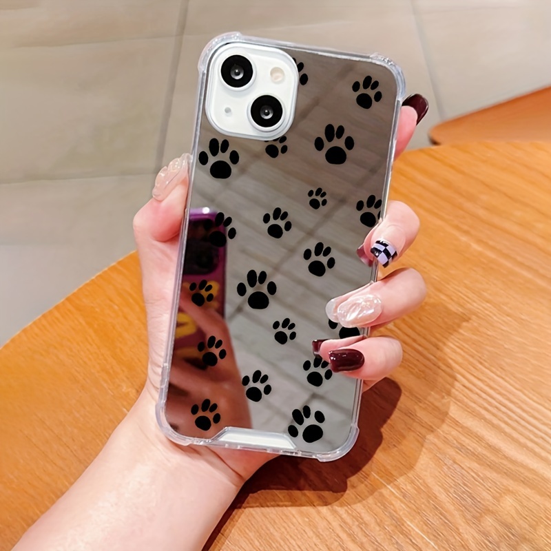 Cat Paw Print Mirror Mobile Phone Case Iphone 14 13 12 - Temu