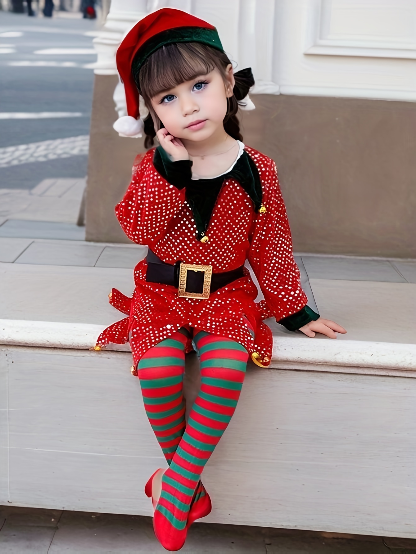 Disfraz de niña elfa de Navidad, vestido de elfo para niño pequeño