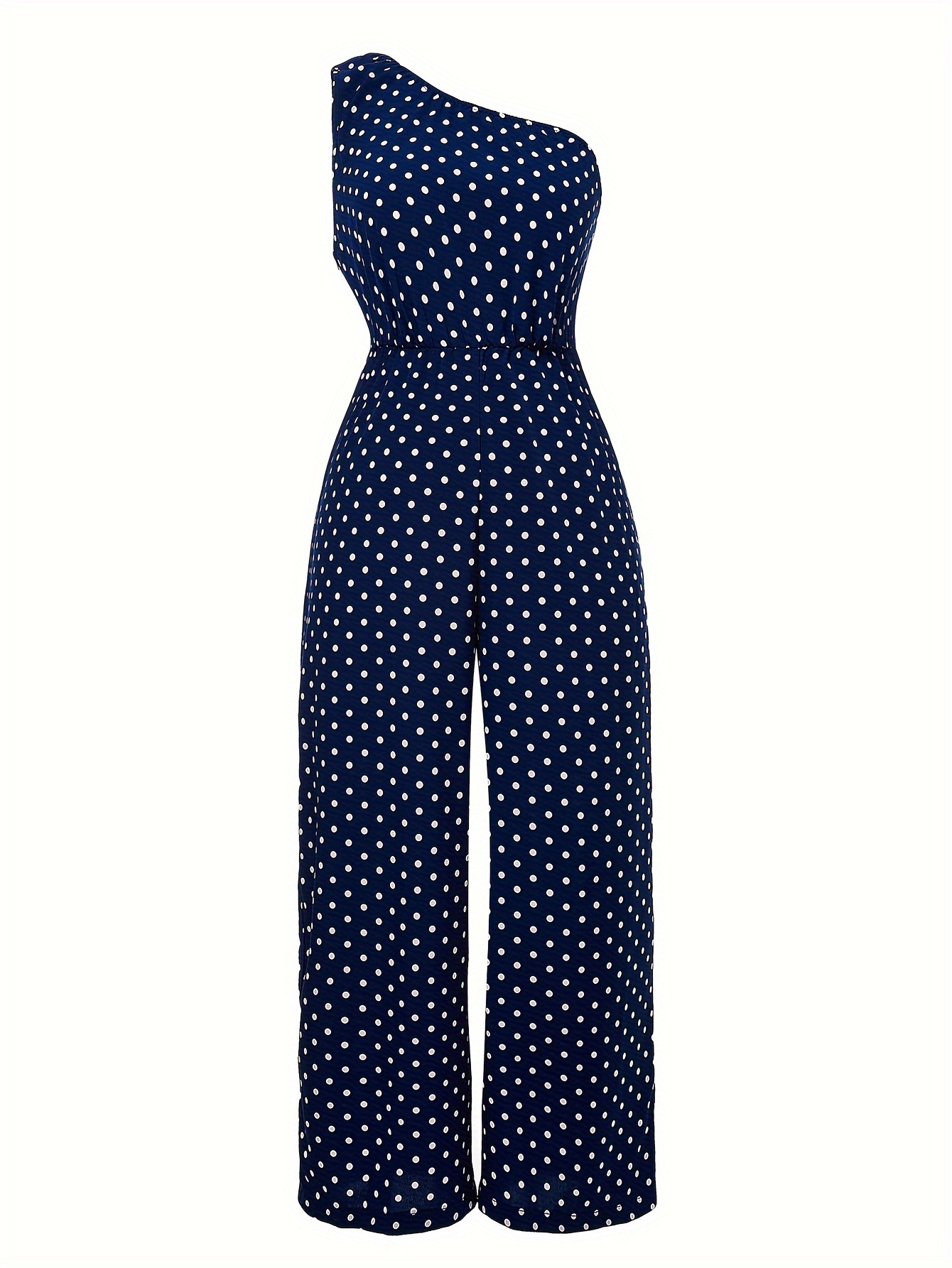 Plus Polka Dot Cami Jumpsuit with Knot Shoulde