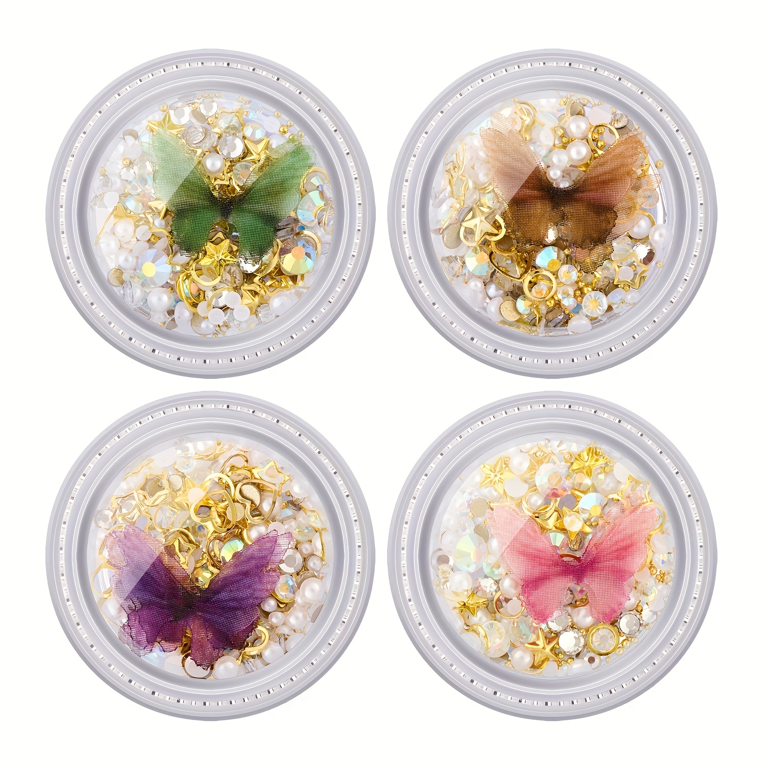 4 Jars) Nail Art Decoration Kit Colorful Style Include - Temu