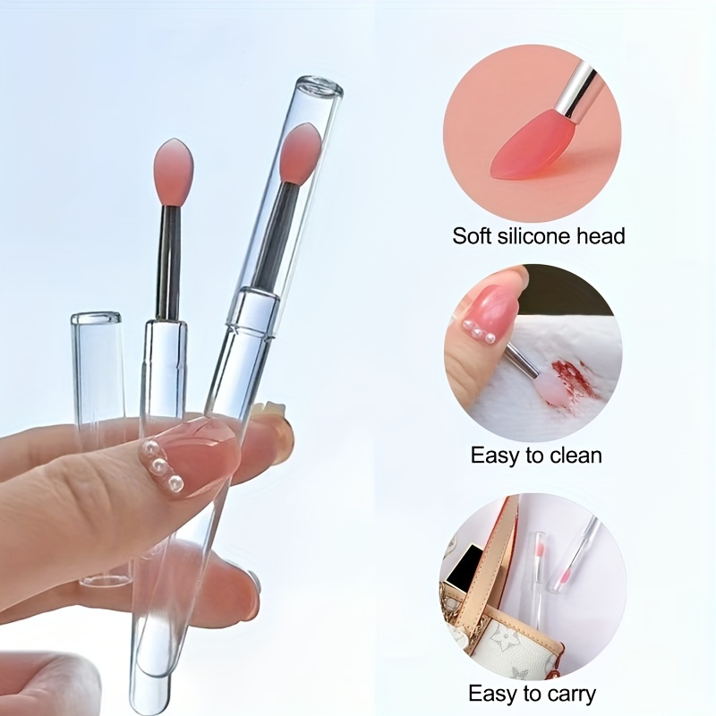 Silicone Small Lip Brush 3PCS Makeup Eye Shadow Lipstick Portable Mask Brush