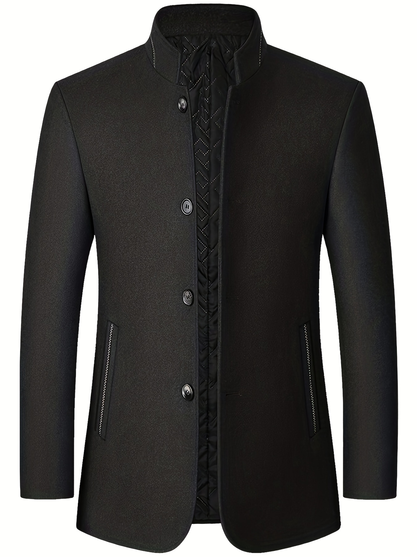Men's Wool Blend Stand Collar Jacket Coat