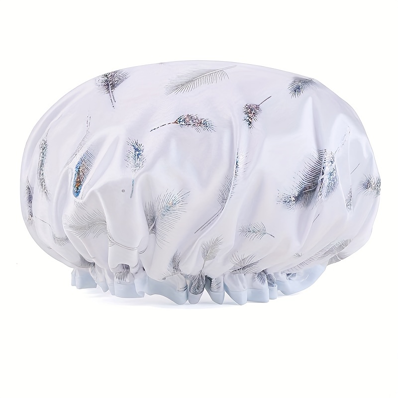 Double Layer Shower Cap Waterproof Reusable Bath Hair Hat for Women