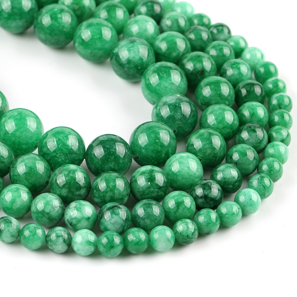 Natural Dark Green Jades Loose Beads For Jewelry Making Diy - Temu