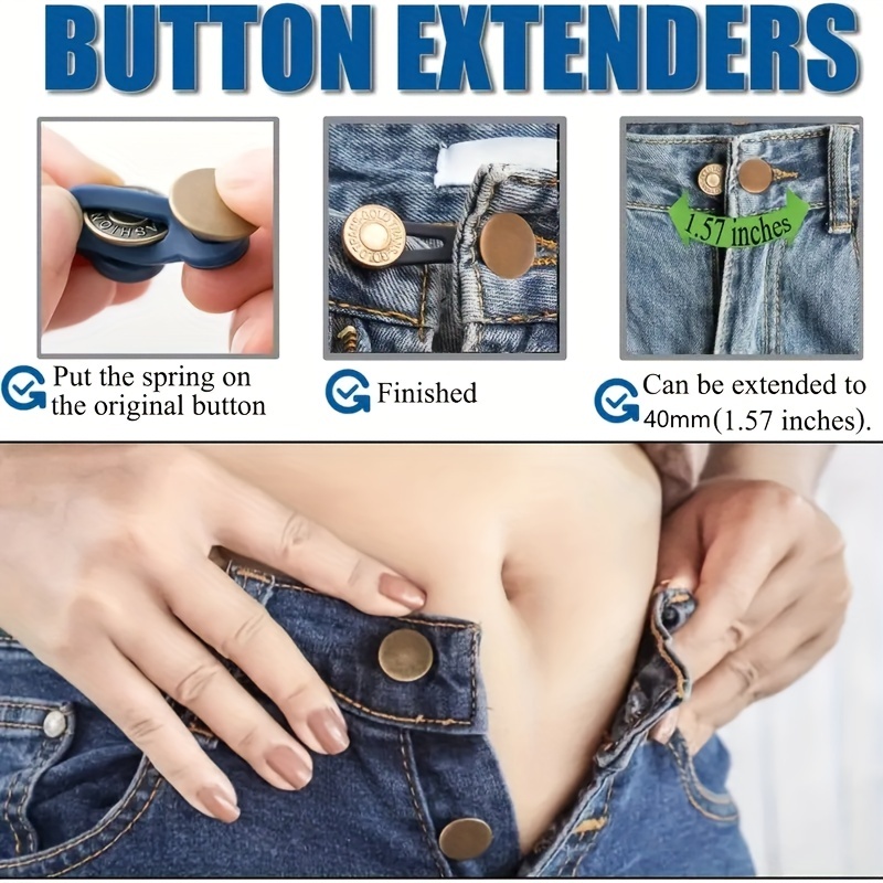 ETO-extension de bouton de pantalon 3 pièces pantalons rallonges de taille  bouton en métal coton facile à utiliser bouton