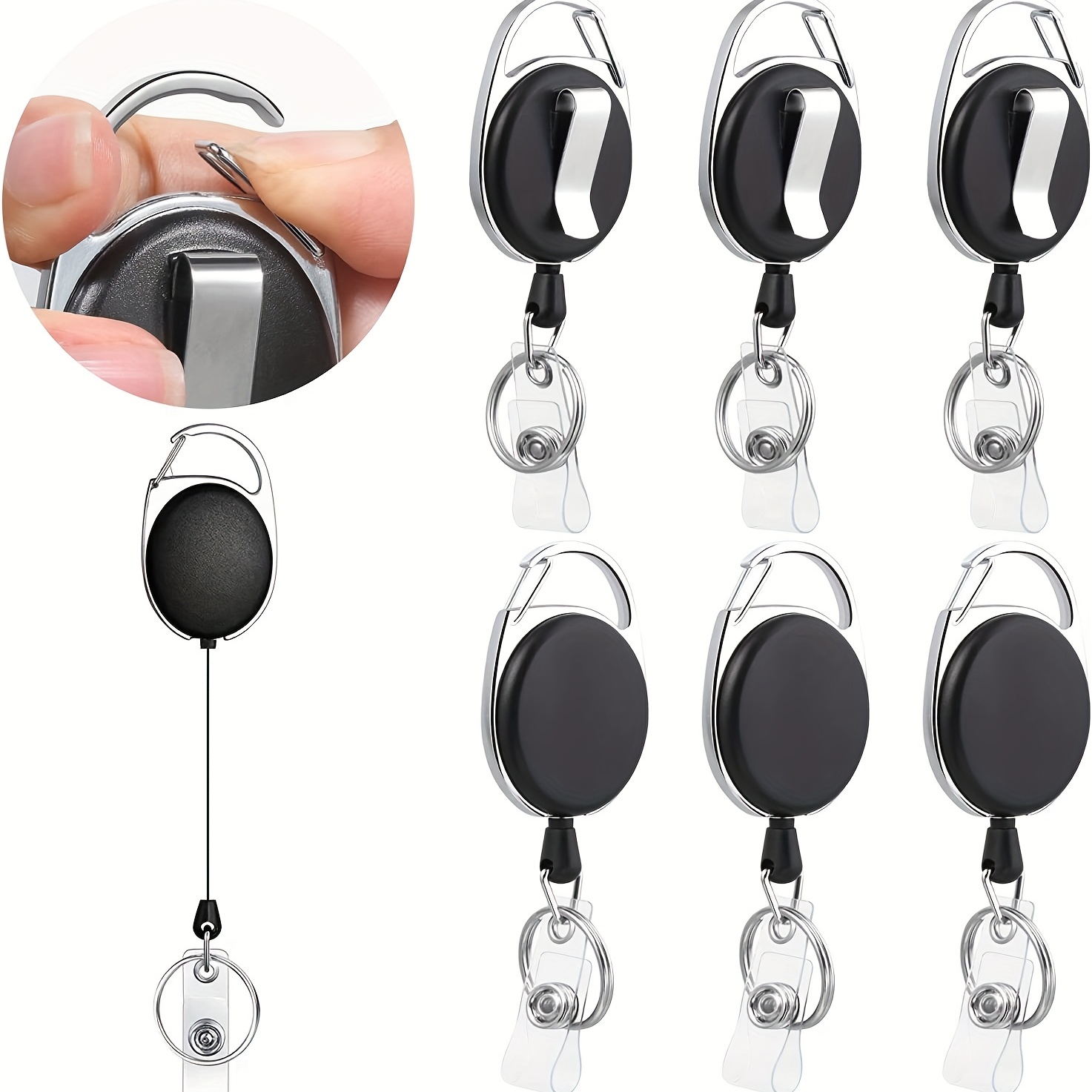 Retractable Heavy Duty Badge Reels with ID Badge Holder Tactical ID Card Holder Vertical ID Holder with with Carabiner Keychain Badge Reel,Temu