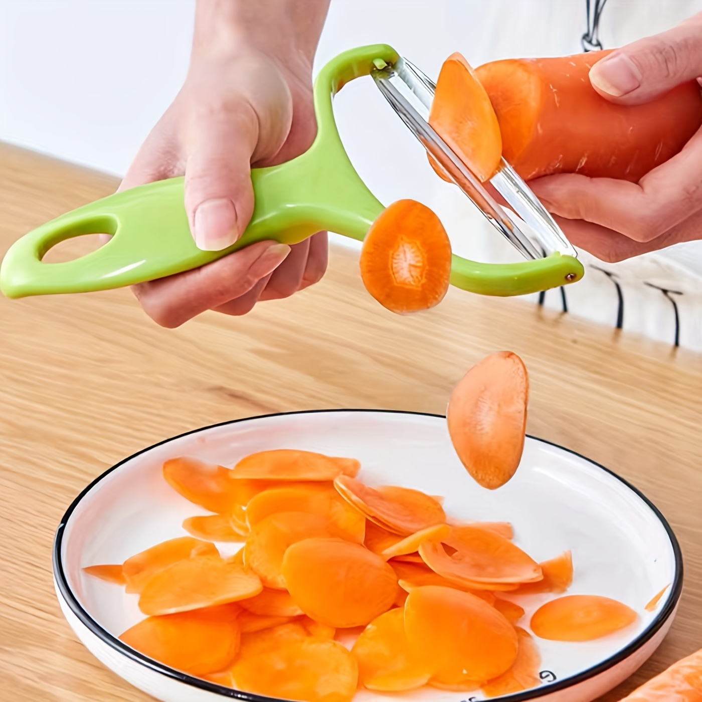 Unique Bargains Multi-Peel Straight Peeler Ceramic Cutter for Kitchen Vegetable Green 2pcs