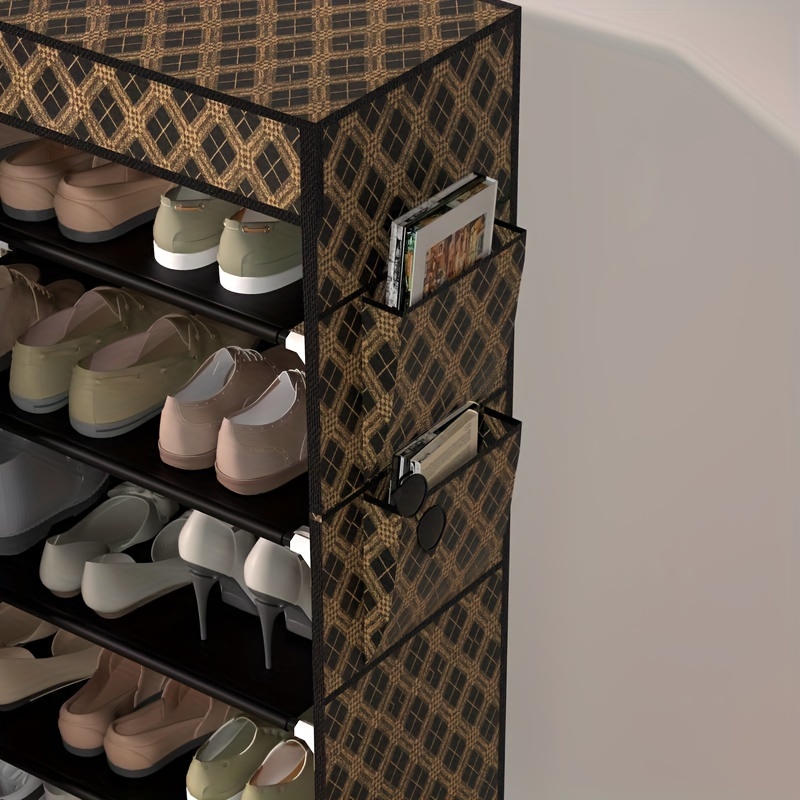 1pc L-shaped Shoes Storage Shelf, Dustproof Shoes Storage Shelf, Floor  Standing Simple Assembled Shoes Rack, Space Saving Corner Shoes Cabinet,  5-laye