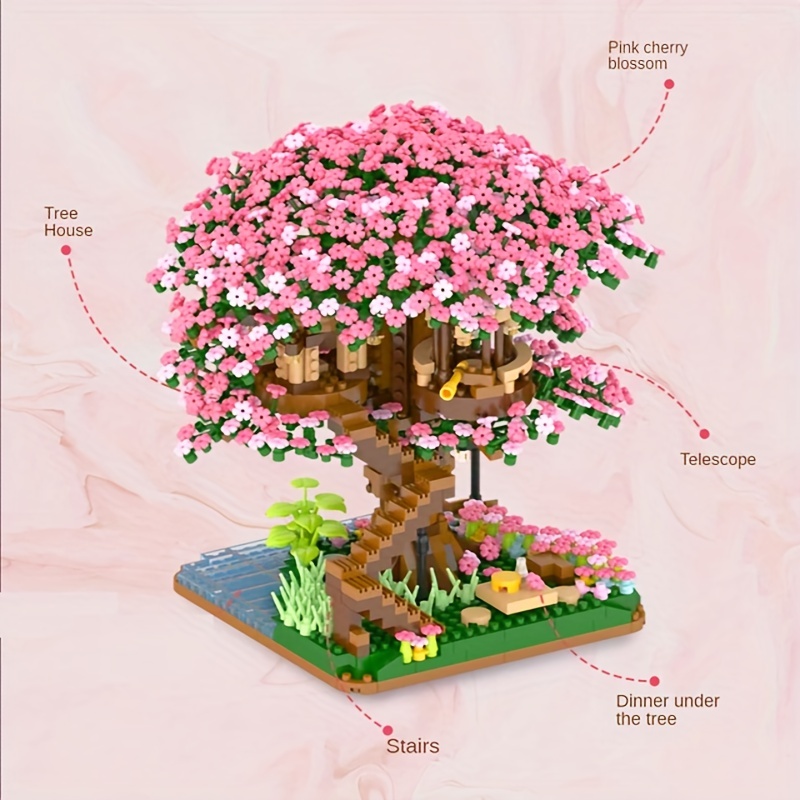 2028pcs Sakura Tree House Building Blocks Cherry Diy Toys