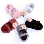 Trendy Cute Flower Mary Jane Shoes For Baby Girls, Comfortable Lightweight Non Slip Walking Shoes For Indoor Outdoor Party, Spring And Autumn