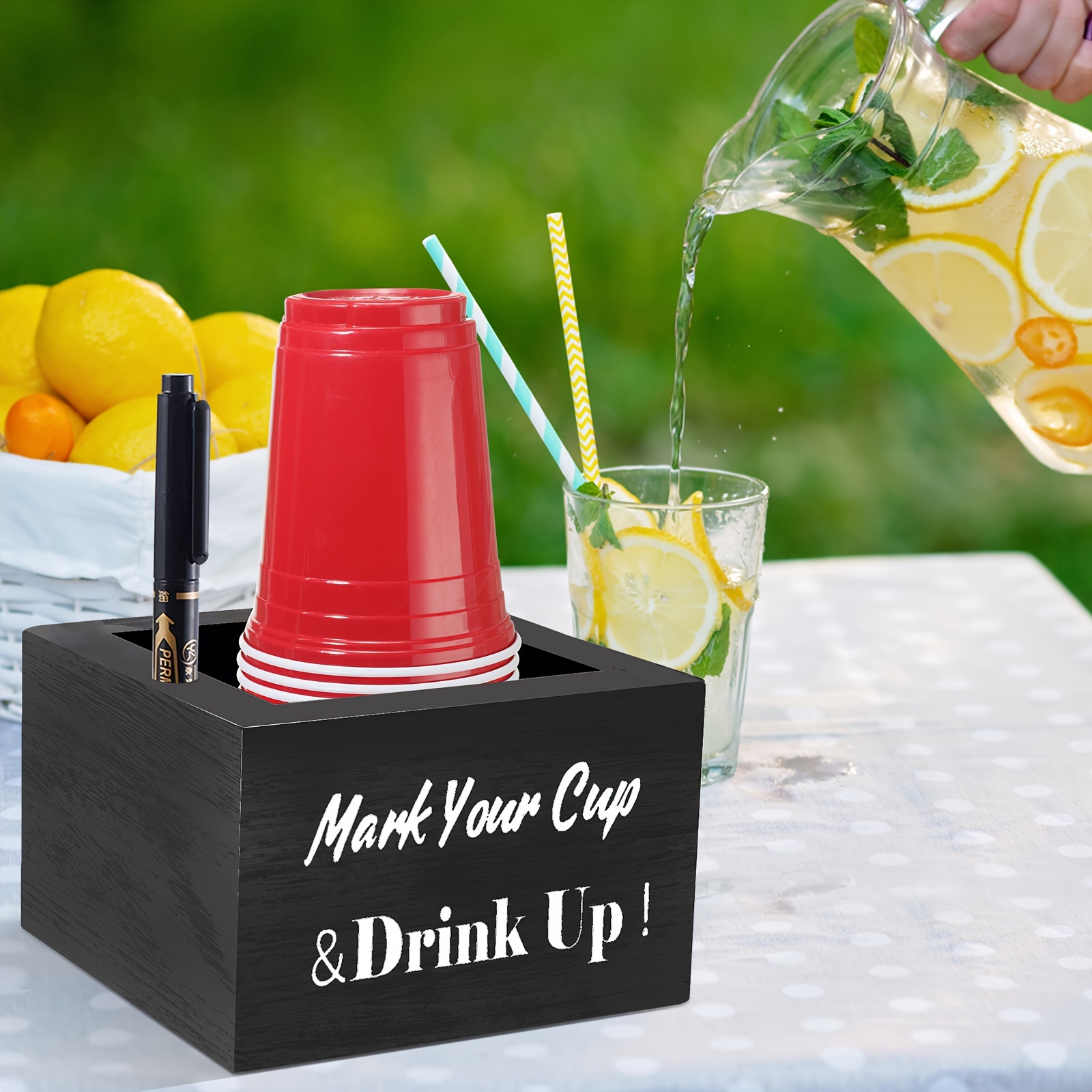 Black Wooden Solo Cup Holder Party Cup Holder Marker Slot - Temu