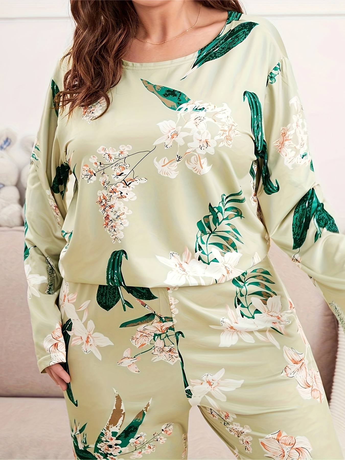 Lounge Set Women's Plus Floral Print Long
