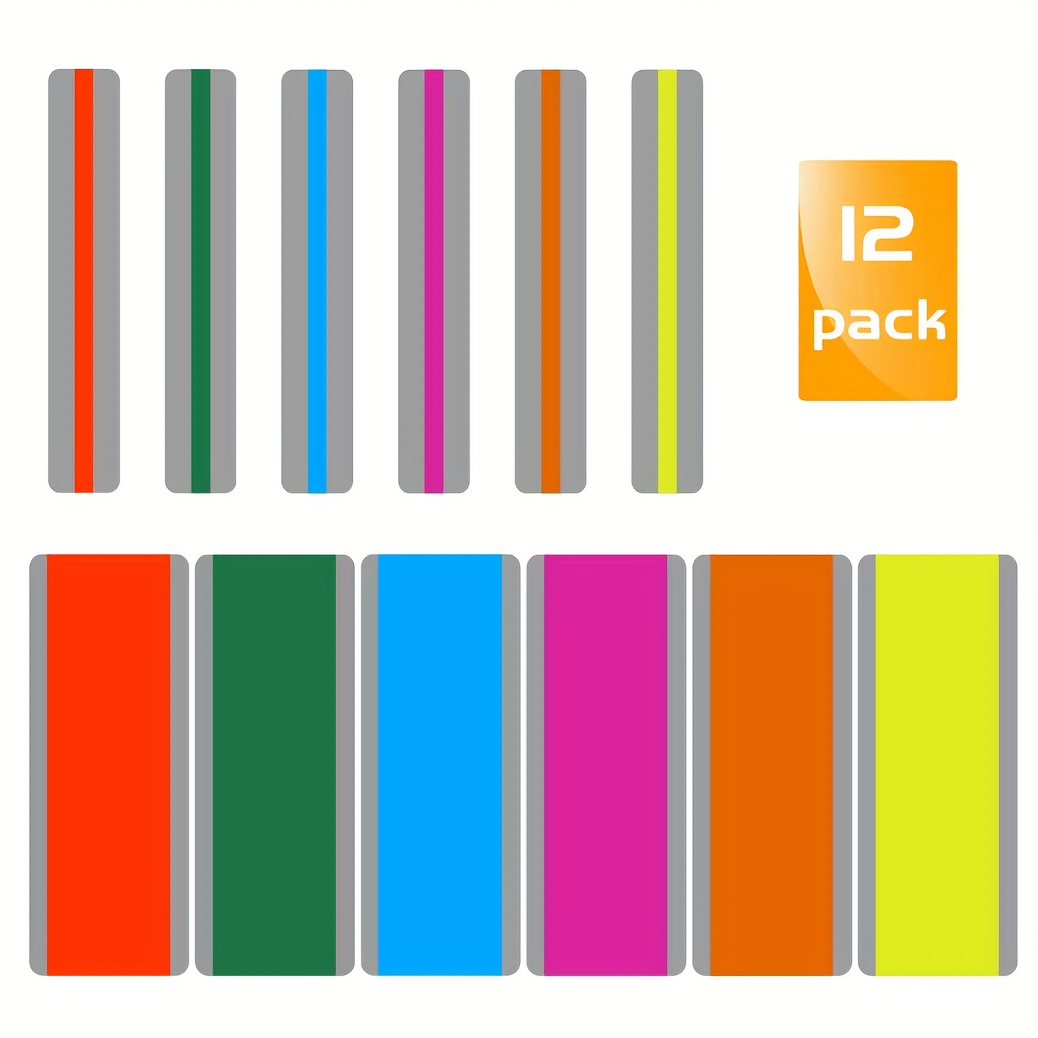 (12pcs) Dyslexia Reading Strips With Coloured Overlays. Reading Guide Strips With 2 Sizes/highlight Strips/bookmark/reading Tracking Rulers For Dyslexia Irlens, Adhd And Visual Stress.