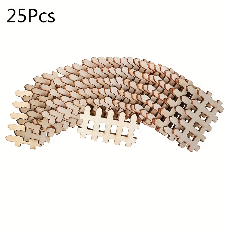 

25pcs 5cm/1.97in Diy Wooden Wooden Fence Shapes, Used For Painting, Signing, Decorating, Staining Keep