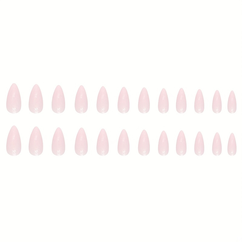 24pcs Pink Glitter Press On Nails Full Cover False Nails for Women