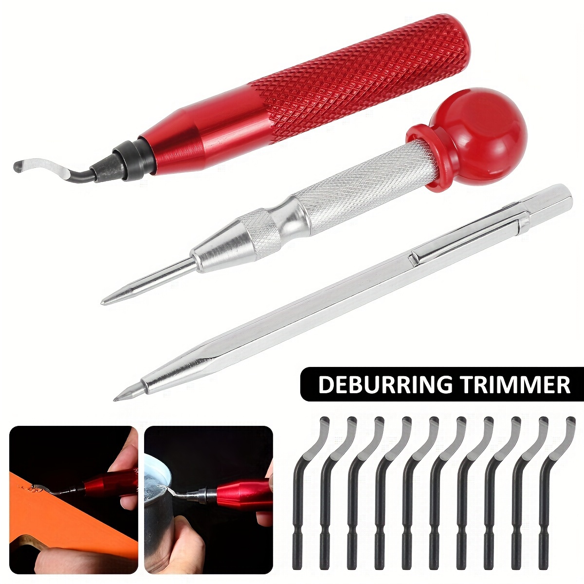 Deburring Tool with 15 High-Speed Steel Rotary Burr Removal Blades & Cutter  Pen